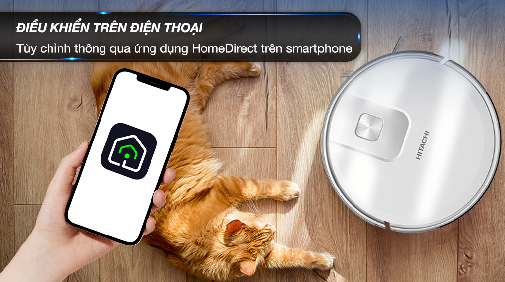 Robot hút bụi lau nhà Hitachi RV-X15N - Điều khiển qua app