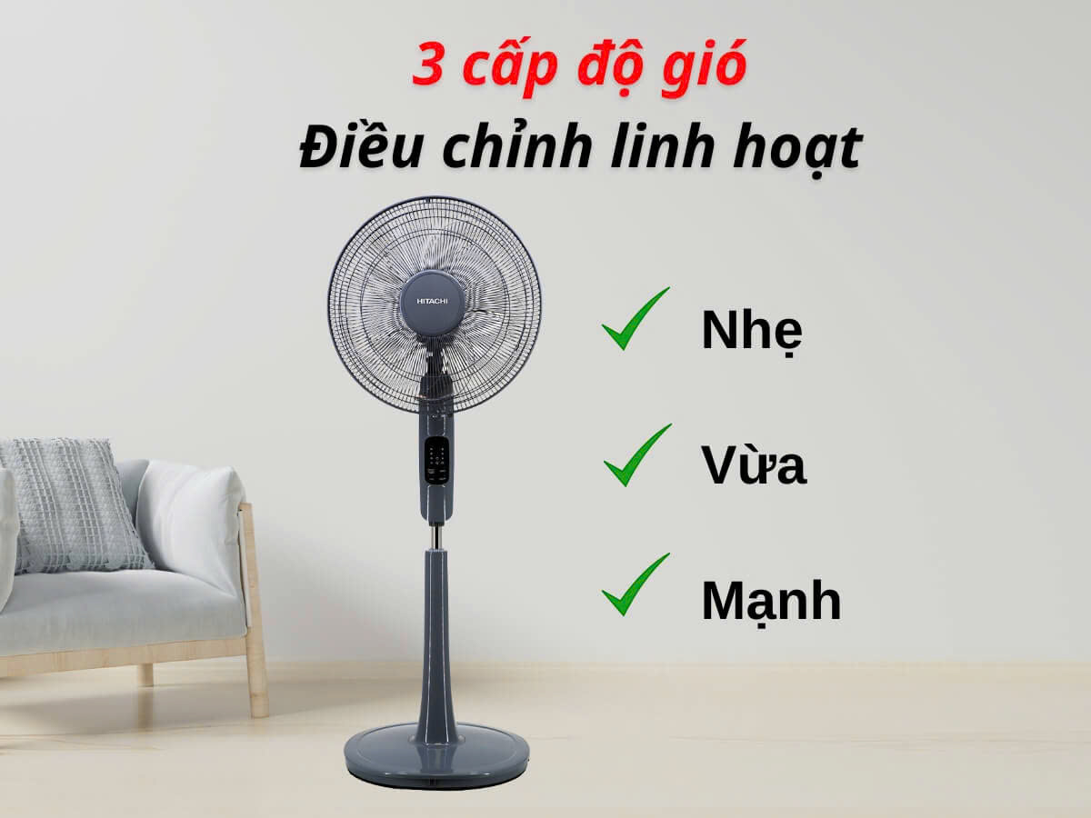 3 chế độ gió và 3 tốc độ gió tuỳ chỉnh linh hoạt