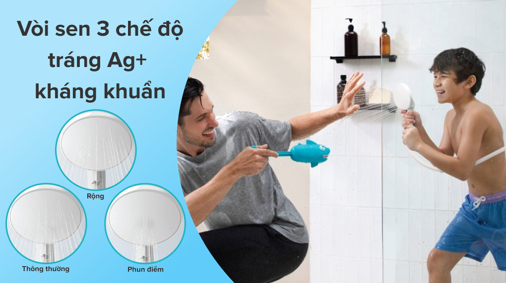 Máy nước nóng trực tiếp Panasonic 4500W DH-4UP1VW - Vòi sen 3 chế độ tích hợp Ag+ kháng khuẩn