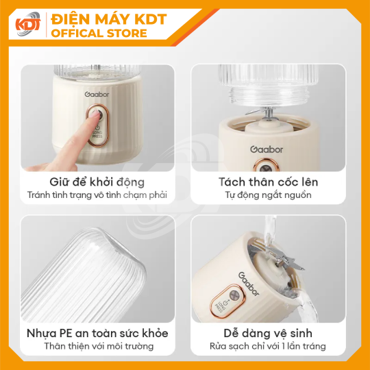 Cốc xay sinh tố cầm tay Gaabor FP03T-WH01A