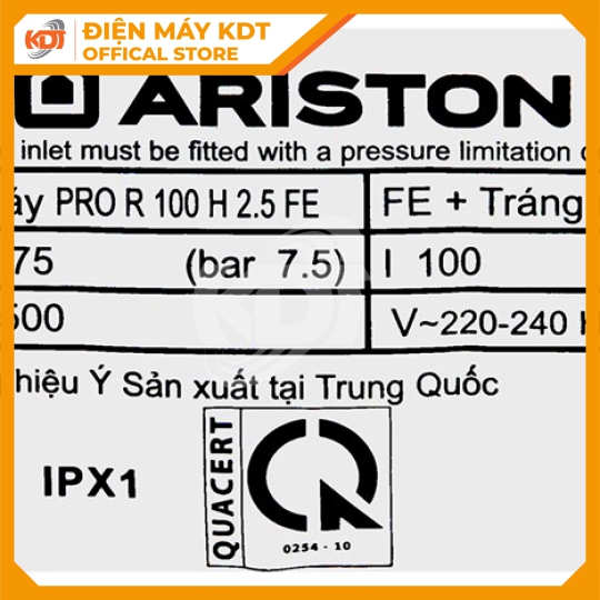 Máy nước nóng Gián tiếp Ariston 100Lít  PRO R 100 H 2.5 FE
