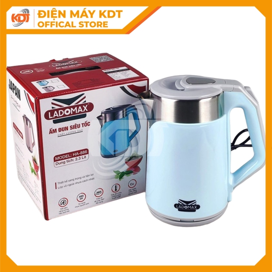 Ấm đun siêu tốc Ladomax 2.3 Lít HA-886 (Xanh/Hồng)